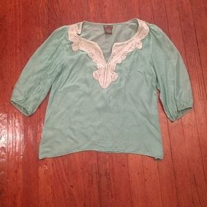 Fei Sea Foam Green Silk Blouse Sz S